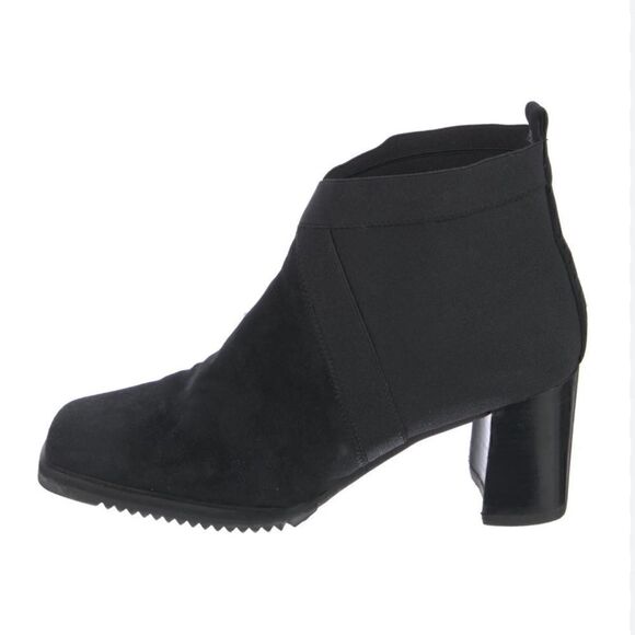 Stuart Weitzman Shoes - Stuart Weitzman Black Chelsea Suede and elastic Block Heel square toe Bootie 9.5